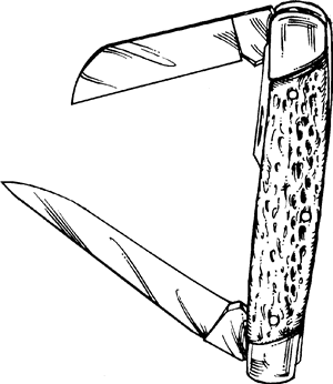 Contour sketch of folding pocket knife Black contour sketch illustration  of three folding pocket knives in different  CanStock