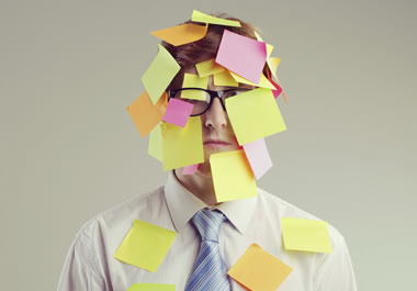 Man covered in sticky notes