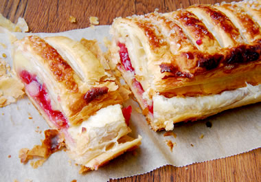 An apple and cherry strudel