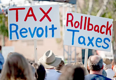 The people are discontent over government taxes.