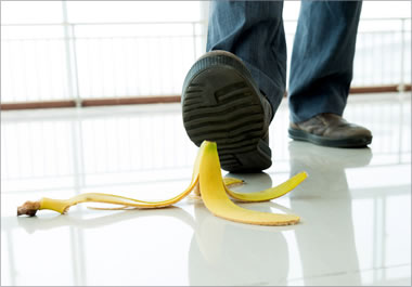 It is inevitable that the person will slip on the banana peel.