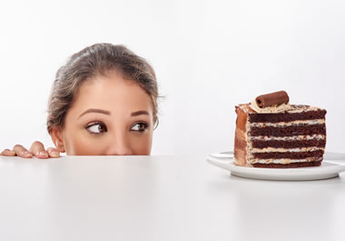 Cake is a forbidden fruit for someone on a diet.