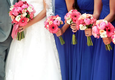 Dresses of bride and bridesmaids