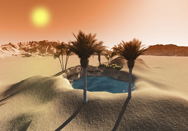 An oasis under the blistering desert sun