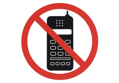 Using a cell phone is forbidden here. 