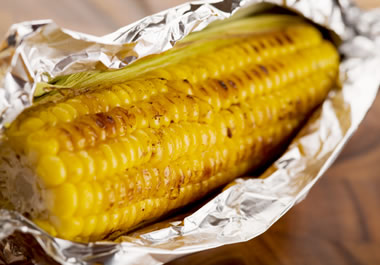 Corn wrapped in foil