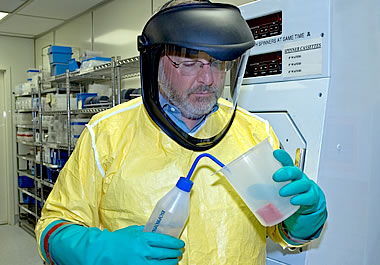 Man working with hazardous chemicals