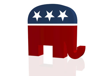 The elephant is a symbol of the GOP, or Republican Party. 