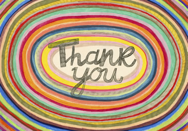 "Thank you" is written in cursive. 