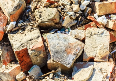 A pile of debris at a construction site