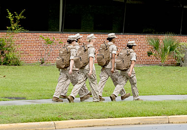 The new marine recruits will be initiated tomorrow night.