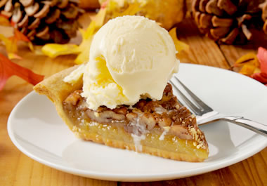 Pie with a scoop of ice cream on top