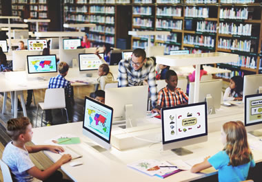 Patrons of the library using its computers