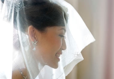 Bride wearing a veil