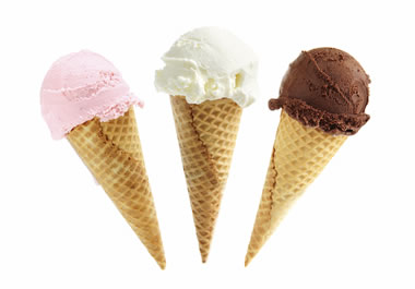 An ice-cream cone has the shape of an upside down cone.