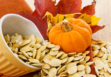 A bowl of pumpkin seeds