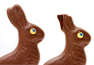 These chocolate bunnies are hollow inside. 