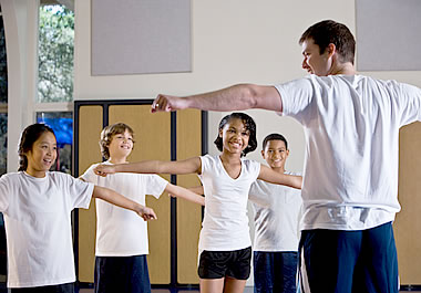 Children in physical education class