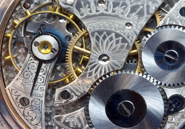 The intricate parts of an antique watch