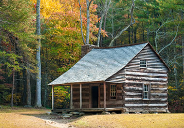 A rustic cabin in the Smoky Mountains in Tennessee
