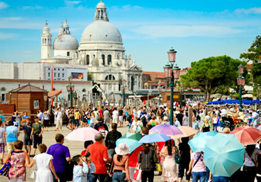 Throughout the summer, Venice is overrun with tourists.