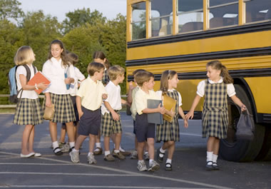 Schoolchildren in uniforms