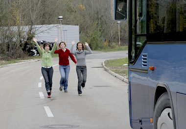 People making a beeline for the bus