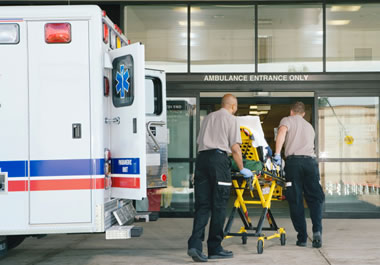 A patient arriving at an emergency medical facility