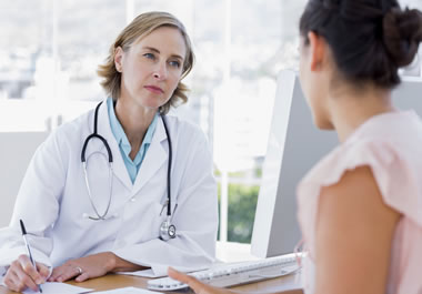 Internist listening to a patient