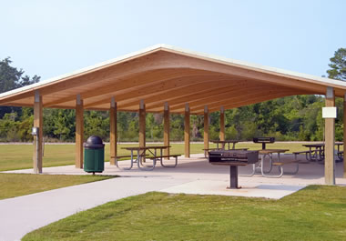 A large pavilion in a park