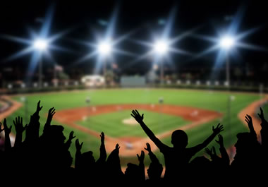 Baseball stadium during a play-offs game