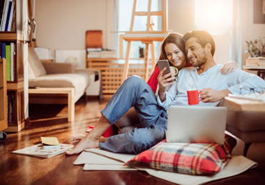 A couple relaxing in their cozy abode