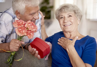 The man is devoted to his wife.
