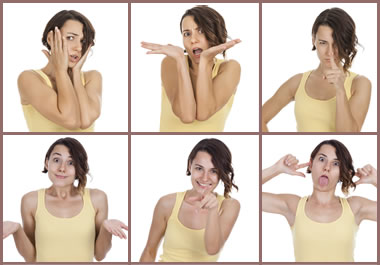 A woman emoting 