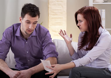The couple is quarreling over money.