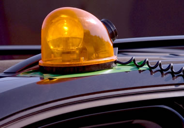 Rotating beacon on a police car