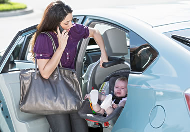 A busy mother, multitasking