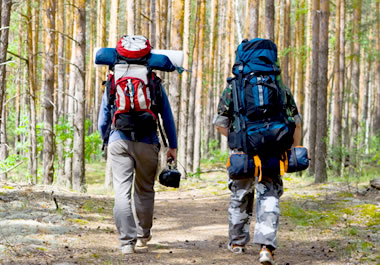 Hikers carrying their provisions in their backpacks