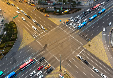 All the cars are stopped at the intersection.