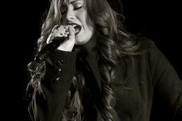 demi lovato singing in black and white