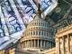 us capitol with 50 dollar bills in background