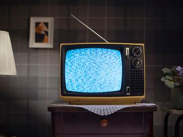 1970s style television showing static