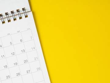 calendar page on yellow background