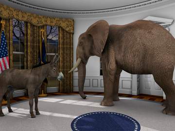 donkey and elephant in the oval office of the white house