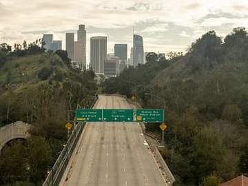 empty highway leading into city