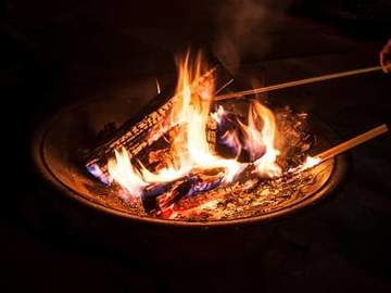 fireplace being stoked photo