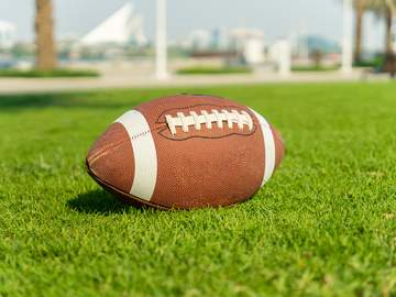 football sitting on a grass field