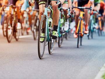 group of cyclists in a race
