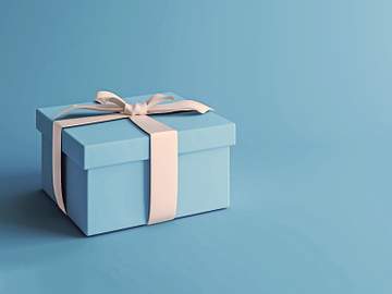 light blue gift box on light blue background