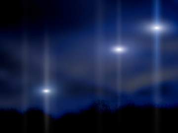 lights floating in night sky